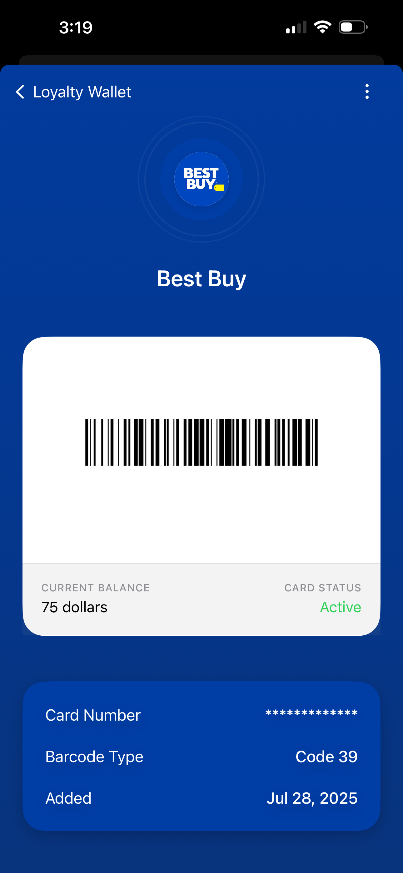 Loyalty Wallet Card View