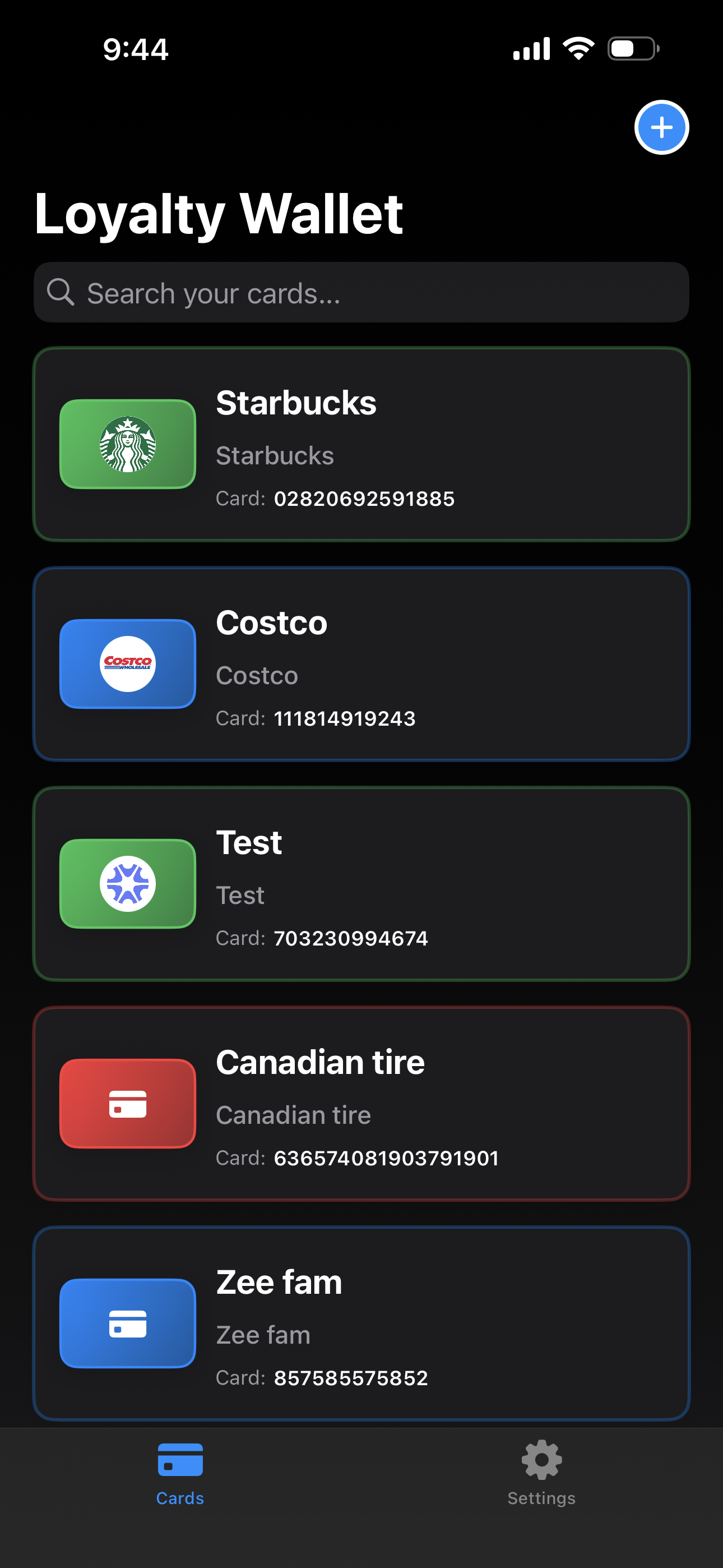 Loyalty Wallet Dark Mode Interface
