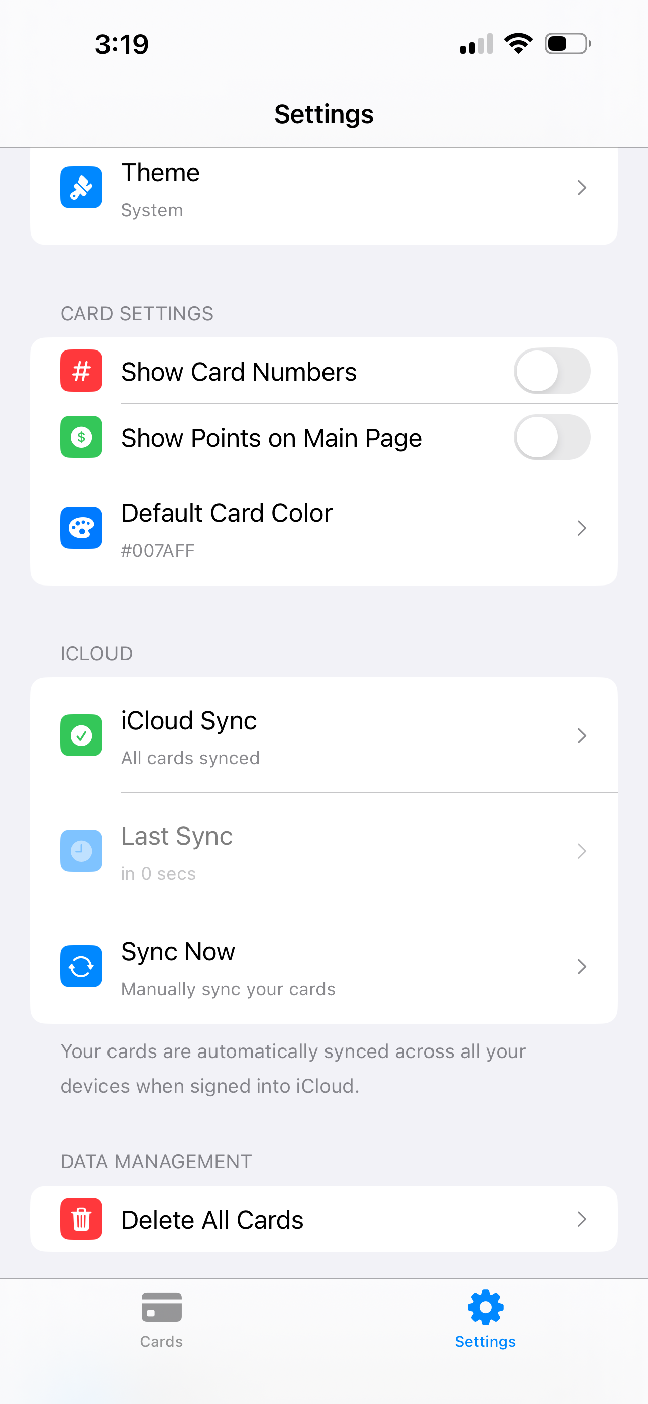 Loyalty Wallet Settings